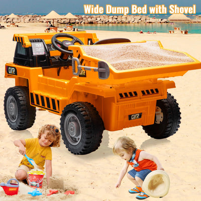 Garvee Ride - P Series: 4WD Ride On Car with Dump Truck, Electric Car for Kids with Remote Control, Toddler Car with Electric Dump Bed & Shovel, 2 Speeds,
