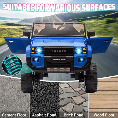 Garvee Ride P Series 24V 2 Seater Ride on Car, Garvee Licensed Toyota LC250 Ride on Toy for Big Kids with Remote Control, 4×100W Power 4 Wheels Ride on Truck with 4WD/2WD Switchable, Spring Suspension, Shovel, Music, Blue