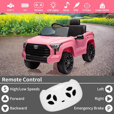 Garvee Ride - P Series: 12V Ride on Car For Kids Age 3+ , Licensed Toyota, with Remote Control, MP3, LED Lights, Suspension System, Double Doors, Safety Belt, Ride On Toys for Boys Girls - Pink