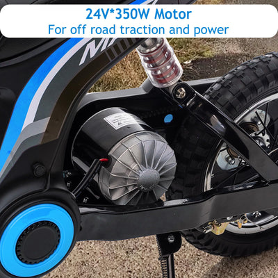 Garvee Ride - T Series: 24V-10A 350W Ride On Electric Dirt Bike For Kids Ages 13+, 14.29MPH, 3-Speed - Blue-7