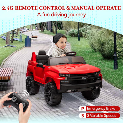 Garvee Ride - P Series: 24V 2-Seater Ride On Car For Kids For 3 - 8 years, Licensed Chevrolet Silverado - Red