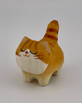 Orange Tabby Wood Cat Carving Cute Kitty