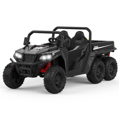 Garvee Ride - P Series: 24V 4WD Electric Ride On Dump Truck with Remote Control, 2-Seater, Music Player, LED Lights, Key Start Safety System, Durable Plastic, Off-Road Kids Toy for Ages 3+ - Black