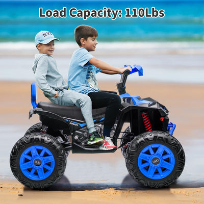 Garvee Ride - P Series: 24V 2-Seater Ride On ATV for Kids - 4-Wheel Battery Powered, High/Low Speed Modes, LED Lights, Music & Horn, Durable Wear-Resistant Wheels, Safe Non-Toxic Material, Outdoor Adventure - Blue