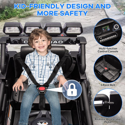 Garvee Ride - P Series: 12VElectric Ride on Truck Car For Kids Age 3+, Remote Control, Twin 25W Motors 3.1MPH Max Speed, Bluetooth USB Music Player, 4 Wheels Suspension LED Lights Safety Belt, Gift for Boy & Girl -Black