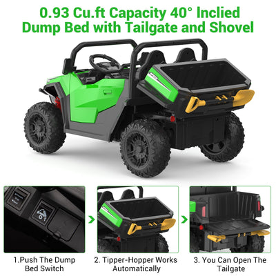 Garvee Ride - P Series: 24V Ride On Dump Truck for Big Kids, 4x4 Electric Car with Remote Control, Shovel, Bluetooth & Music, 24v Ride On Toys, Truck Car, Kids Electric Ride