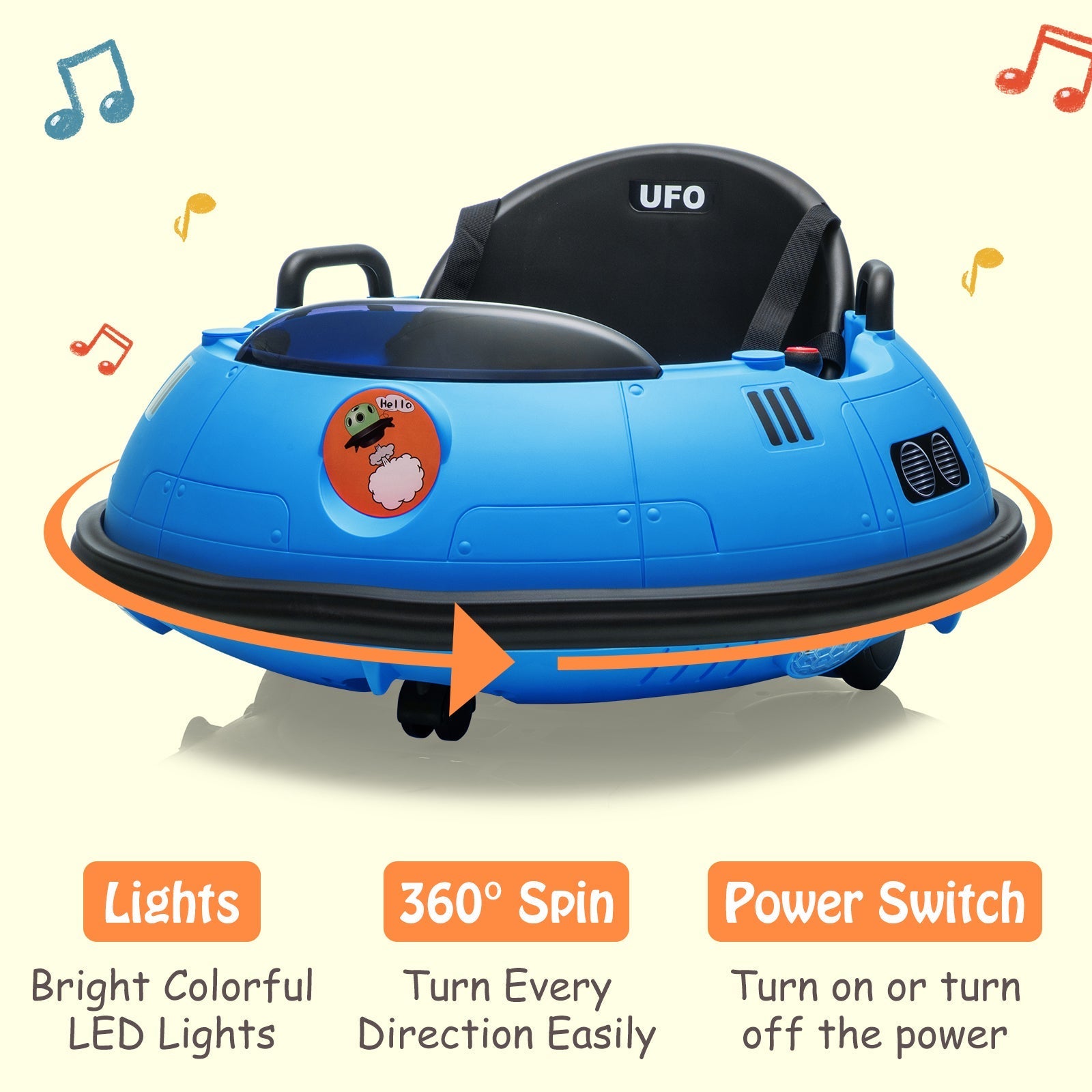Garvee Ride B Series 12V Electric Ride on Bumper Car for Toddlers, Kids Bumper Car with Remote Control, LED Lights & 360 Degree Spin, Indoor and Outdoor for 18+ Months Kids - Blue