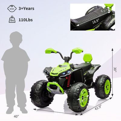 Garvee Ride - P Series: 24V 2-Seater Ride On ATV for Kids - 4-Wheel Battery Powered, High/Low Speed Modes, LED Lights, Music & Horn, Durable Wear-Resistant Wheels, Safe Non-Toxic Material, Outdoor Adventure - Green
