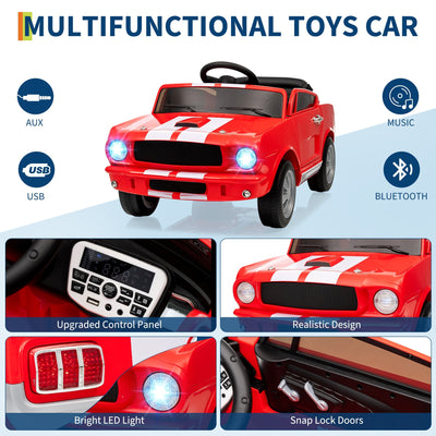 Garvee Ride - P Series: 12V Ride On Licensed Shelby GT350 Electric Car with Remote Control, Safety Belt, 2 Speeds, LED Lights, Music, Red for Toddlers 3+
